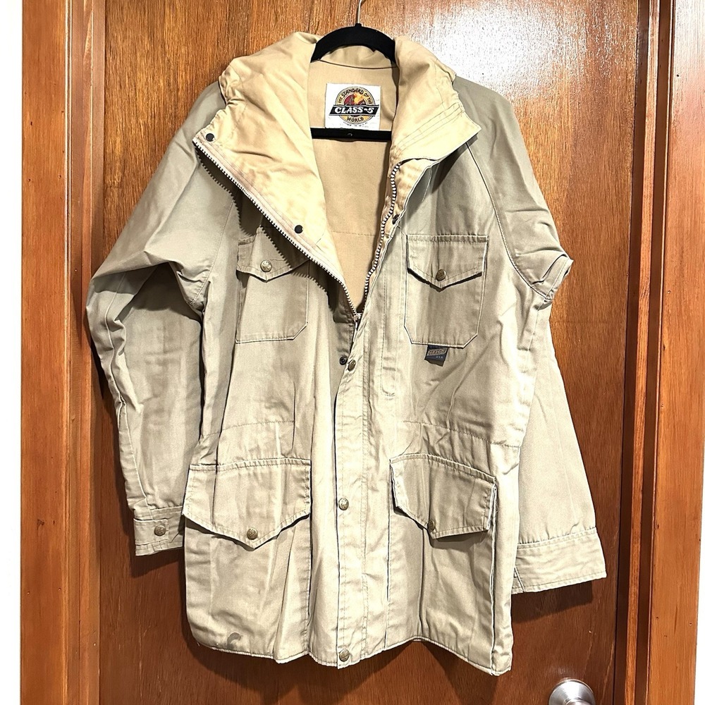 VTG 80s Class-5 Lined Mountain Parka Jacket Beige Size L Made in USA
